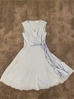 Calvin Klein Pale Blue Sleeveless Wrap Midi Dress